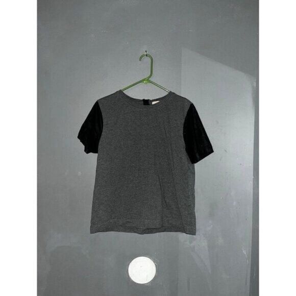 J Crew Leather and Cotton Contrast Shirt Blouse - Picture 2 of 4